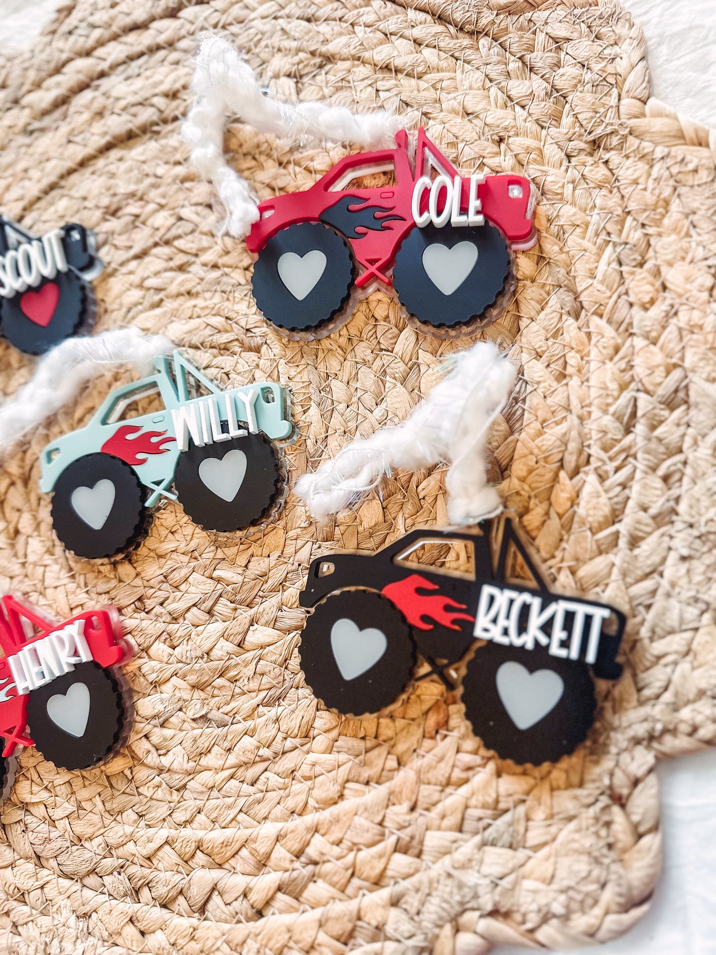 boy monster truck valentine tag