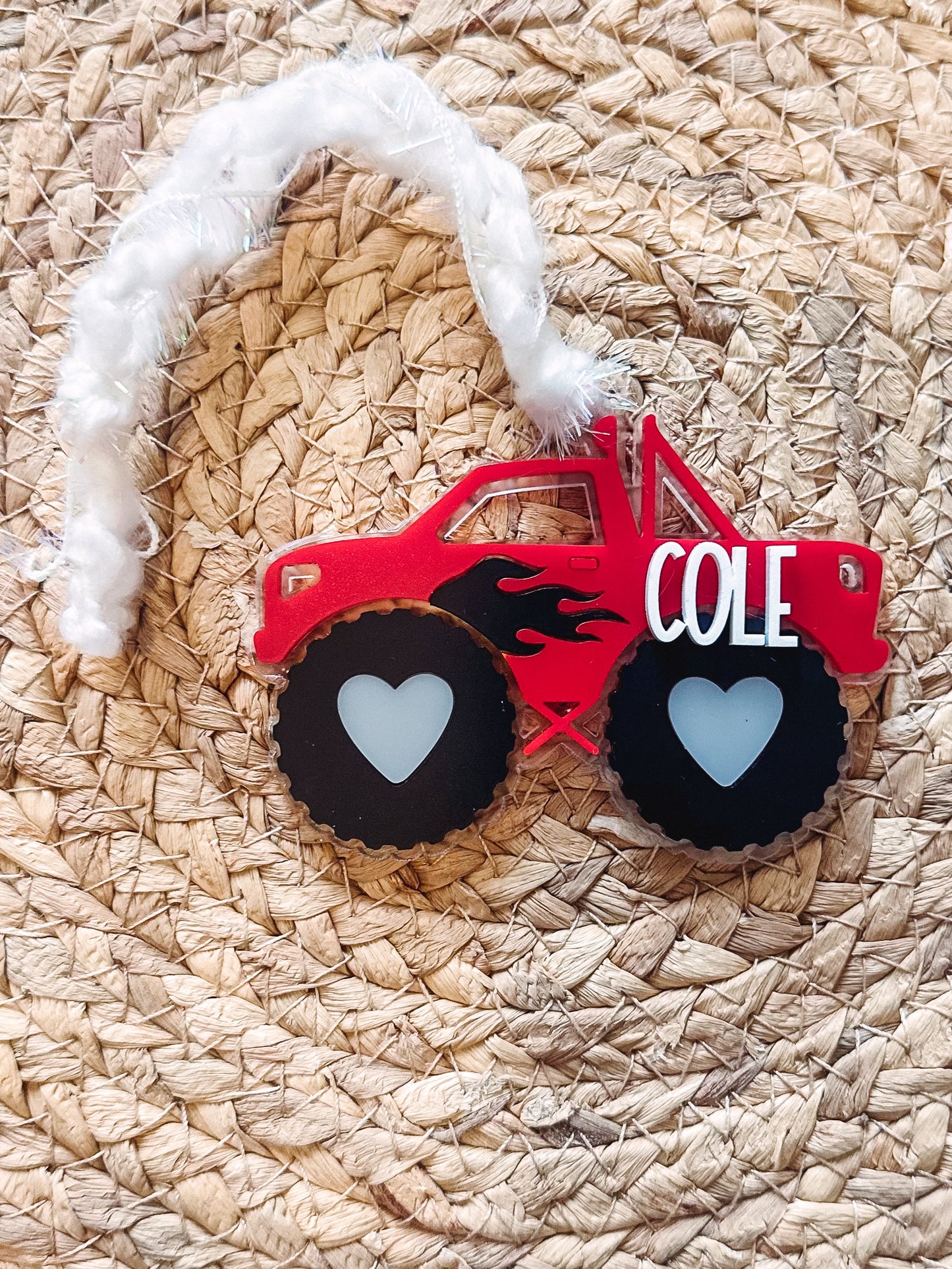 boy monster truck valentine tag