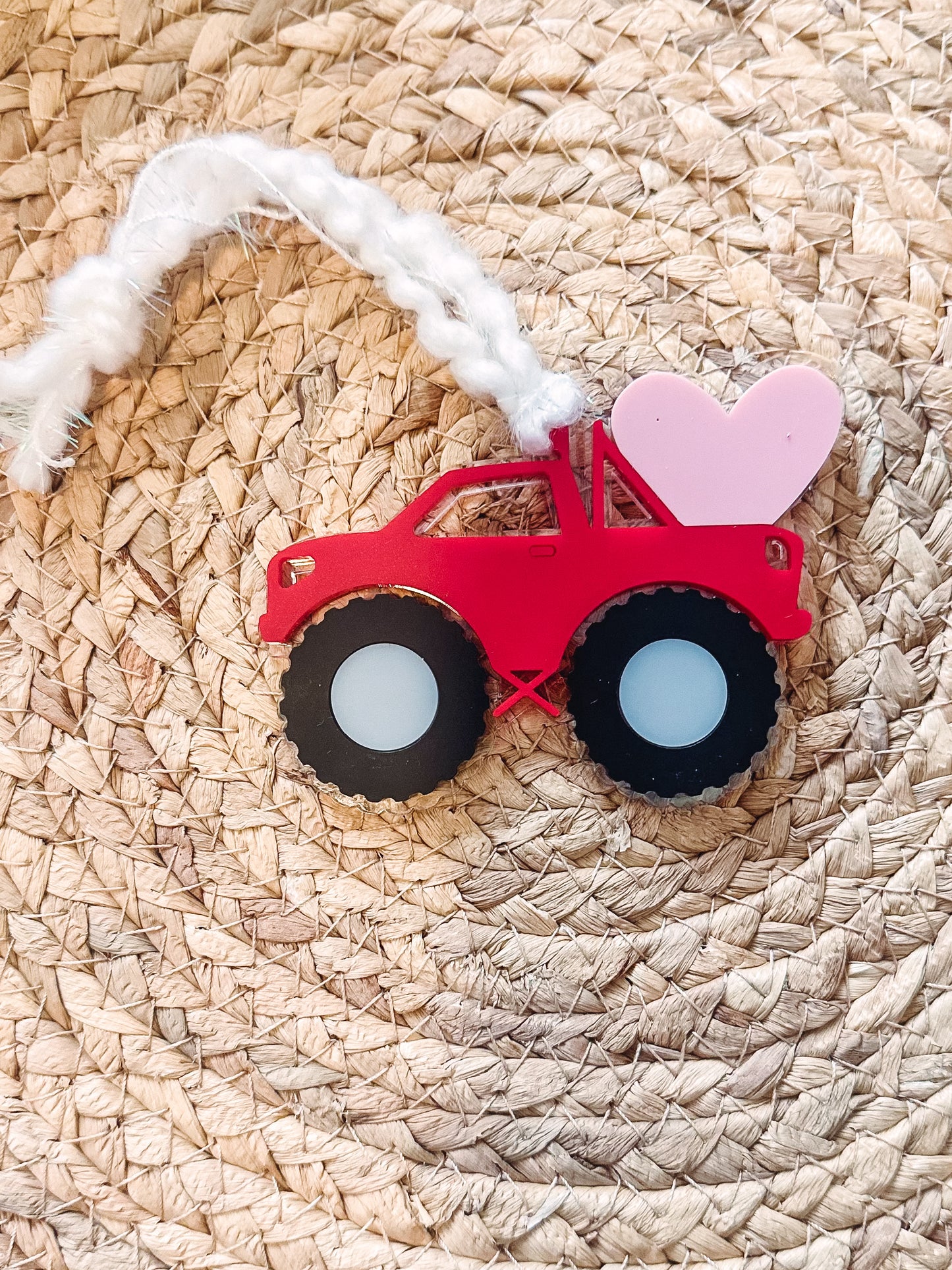 girl monster truck valentine tag