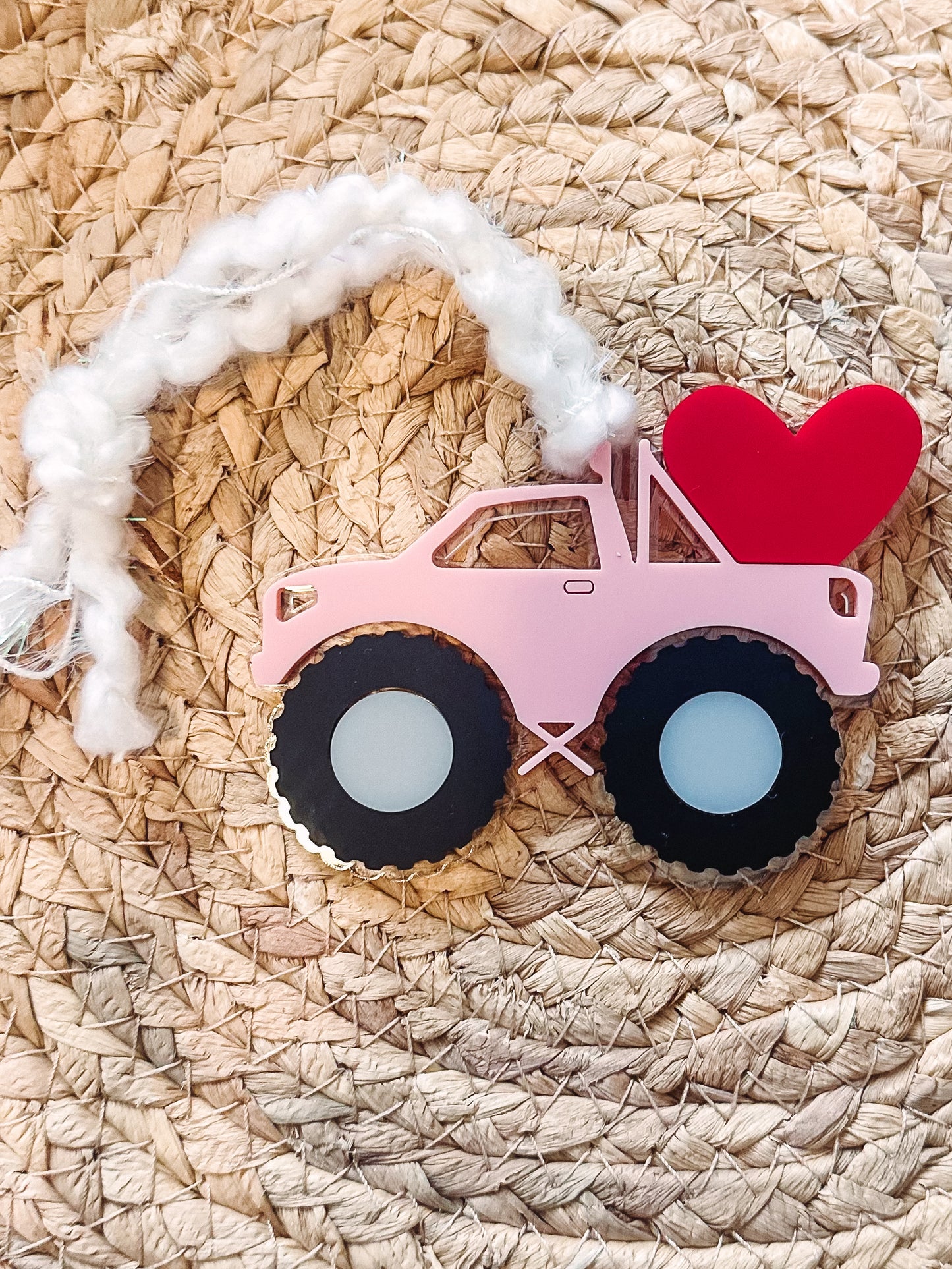 girl monster truck valentine tag