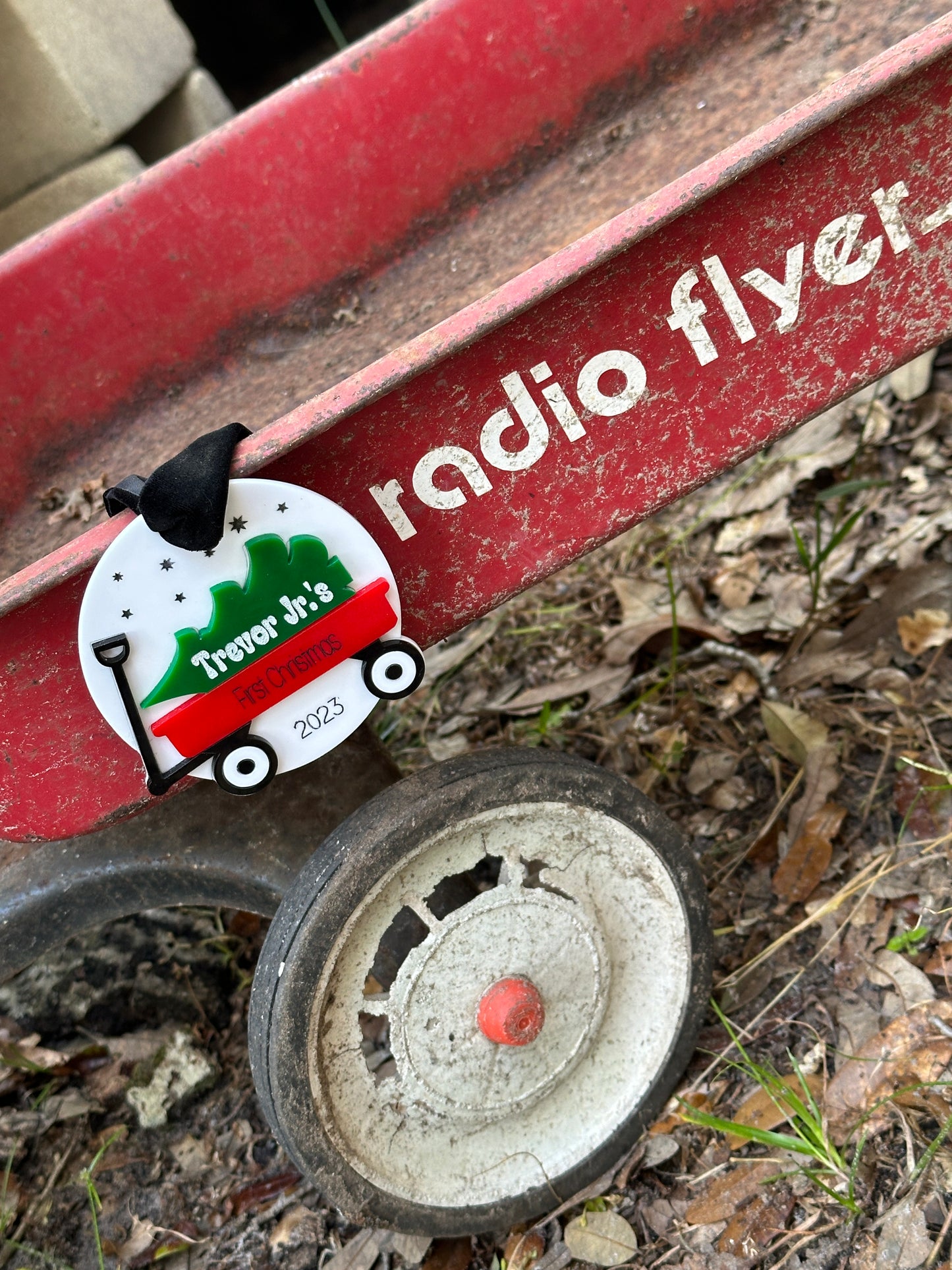 baby's first christmas wagon ornament