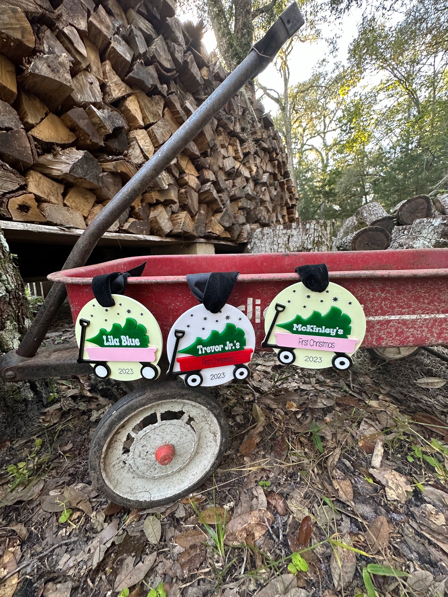 baby's first christmas wagon ornament