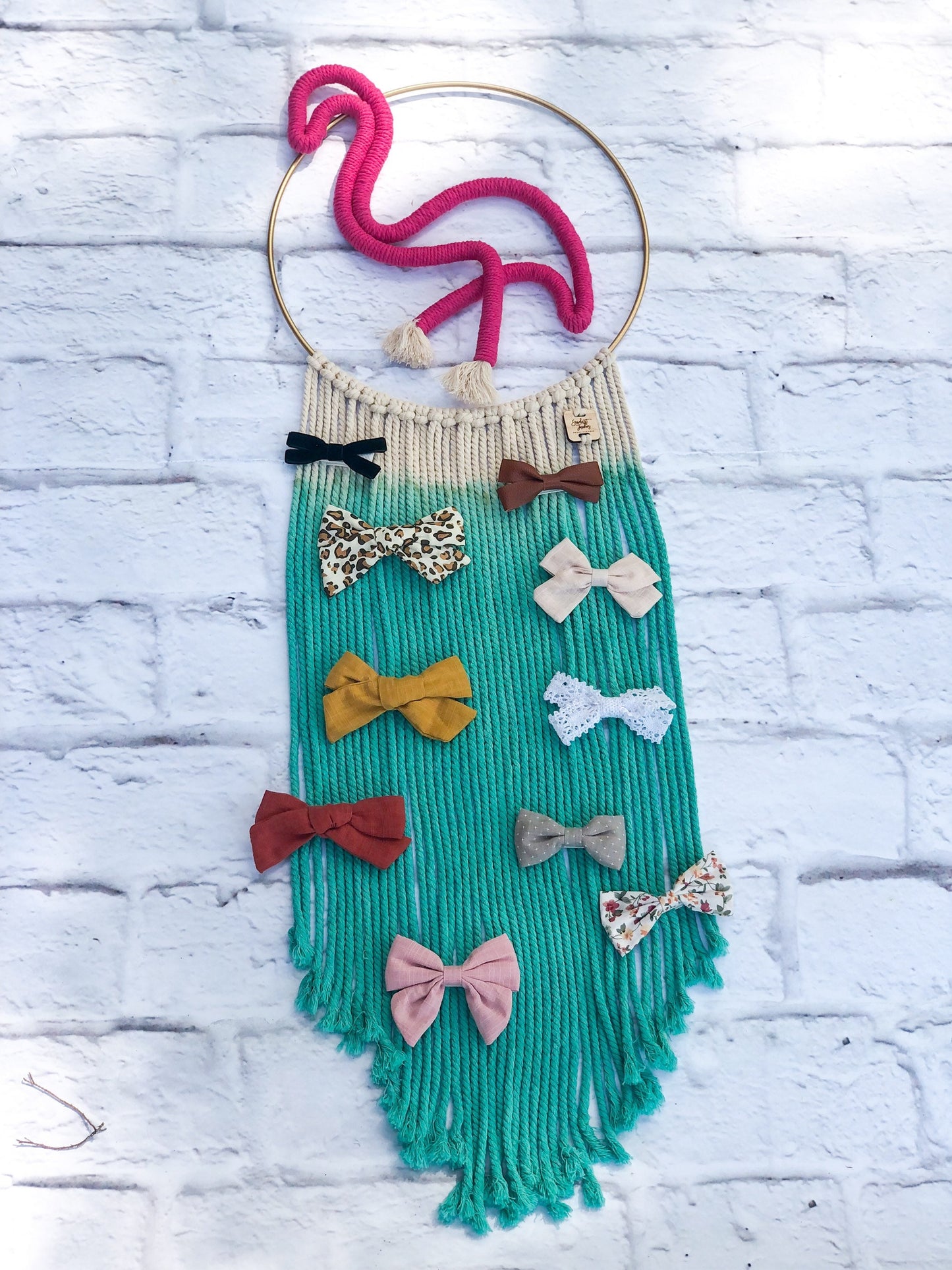 flamingo wall hanging / hair bow holder / bow tie holder